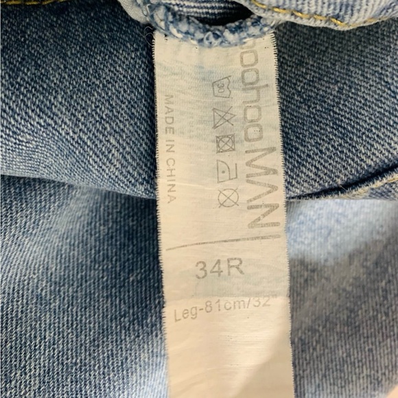 Men’s BoohooMan Ripped Distressed Frayed Hem Jeans Size: 34 R - Picture 6 of 6